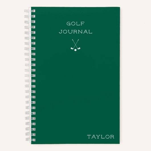 Simple Modern Golf Journal Personalized Name Green Notitieboek (Voorkant)