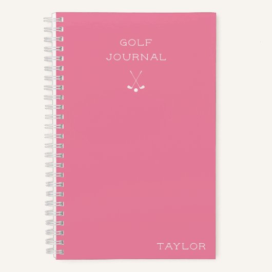 Simple Modern Golf Journal Personalized Name Pink Notitieboek (Voorkant)