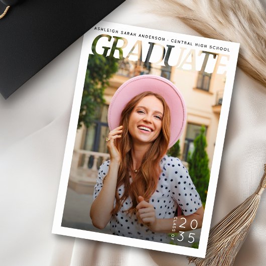 Simple Modern Graduate Photo Graduation Party Kaart