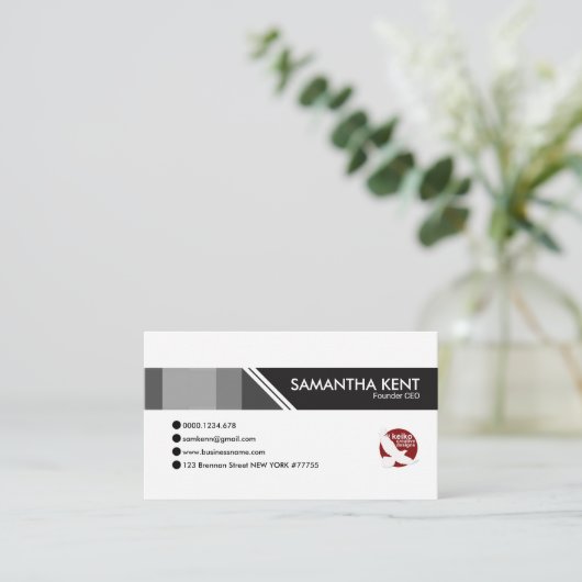 Simple Modern Gray Tab CEO Founder Visitekaartje (Staand voorkant)