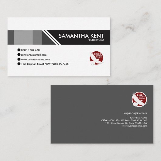 Simple Modern Gray Tab CEO Founder Visitekaartje (Voorkant / Achterkant)