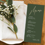 Simple & Modern Green and Gold Wedding Menu Kaart<br><div class="desc">Deze Eenvoudige en Moderne Groene en Goud is voor het minimalistische koppel dat van een kleine kleur houdt. Veranderlijke kleuren om het even welk palet te passen.</div>