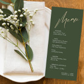 Simple & Modern Green and Gold Wedding Menu Kaart