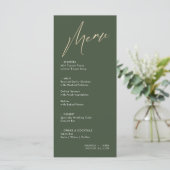 Simple & Modern Green and Gold Wedding Menu Kaart (Staand voorkant)