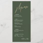 Simple & Modern Green and Gold Wedding Menu Kaart (Voorkant)