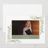 Simple Modern Greenery Afstuderen Foto Bedankkaart (Voorkant / Achterkant)