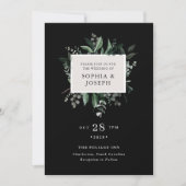 Simple Modern Greenery Black | Uitnodiging tot wed (Voorkant)