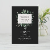 Simple Modern Greenery Black | Uitnodiging tot wed (Staand voorkant)