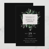 Simple Modern Greenery Black | Uitnodiging tot wed (Voorkant / Achterkant)