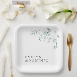 Simple Modern Greenery Foliage Wedding Party Papieren Bordje