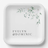 Simple Modern Greenery Foliage Wedding Party Papieren Bordje (Voorkant)