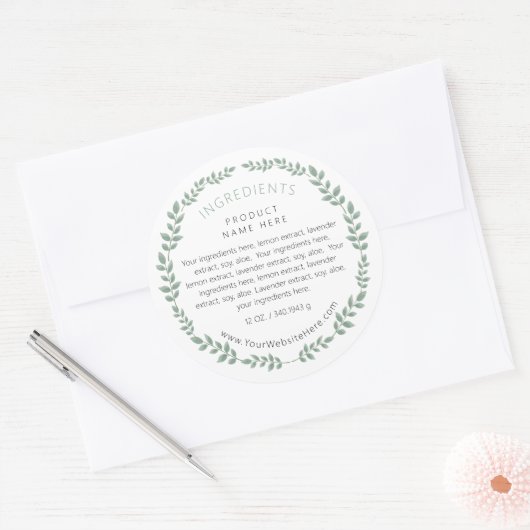 Simple Modern Greenery Wreath Ingredients Label (Envelop)
