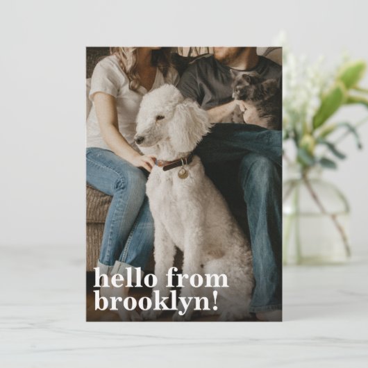 Simple Modern Hallo New Home Address Photo Moving Aankondiging (Staand voorkant)