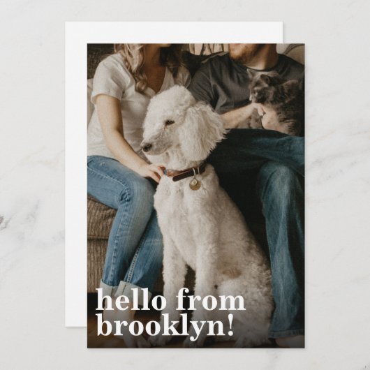 Simple Modern Hallo New Home Address Photo Moving Aankondiging (Voorkant / Achterkant)