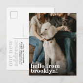 Simple Modern Hallo New Home Address Photo Moving Aankondigingskaart (Voorkant / Achterkant)