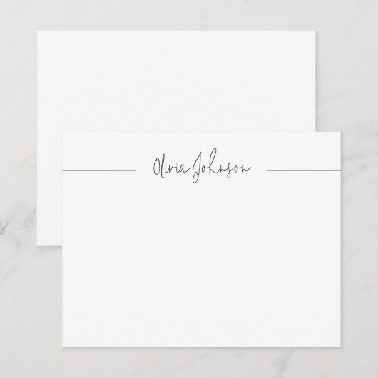 Simple Modern Hand Lettered White Flat Note Card Notitiekaartje (Voorkant / Achterkant)