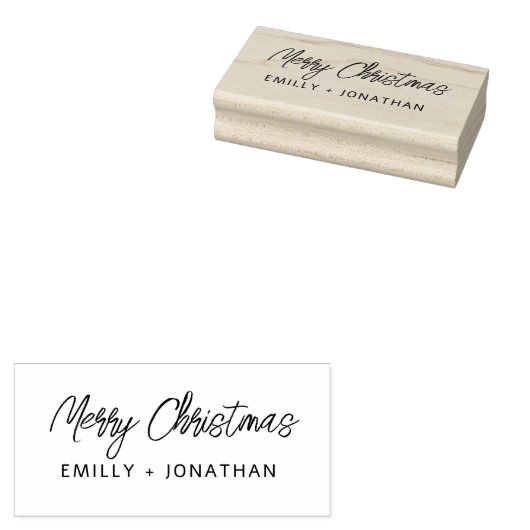 Simple Modern Handwriting Mery Christmas Names Rubberstempel (Gestempeld)