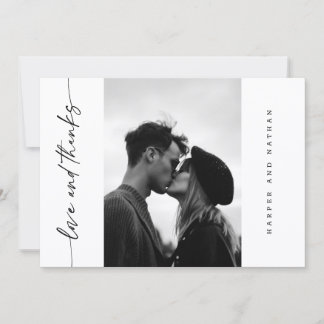 Simple Modern Handwritten Script Photo Wedding Bedankkaart