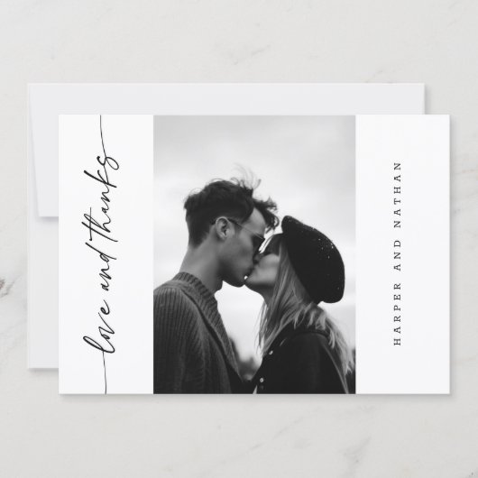 Simple Modern Handwritten Script Photo Wedding Bedankkaart (Voorkant)