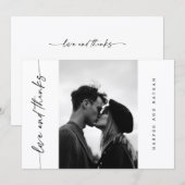 Simple Modern Handwritten Script Photo Wedding Bedankkaart (Voorkant / Achterkant)