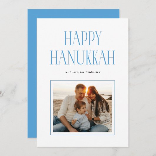 Simple Modern Happy Hanukkah Typography Photo Feestdagenkaart (Voorkant / Achterkant)