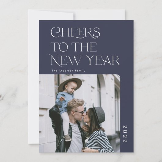 Simple Modern Happy New Year 2022 Photo Holiday Ca Feestdagenkaart (Voorkant)