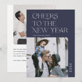 Simple Modern Happy New Year 2022 Photo Holiday Ca Feestdagenkaart