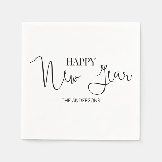 Simple Modern Happy New Year's Paper Napkins Servet (Voorkant)