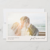 Simple Modern Heart Just Married Wedding Photo Bedankkaart (Voorkant)