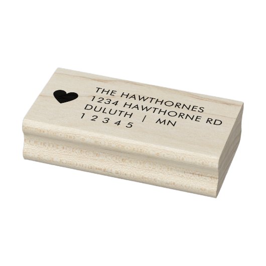 Simple Modern Heart Return Address  Rubberstempel (Stempel)