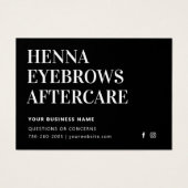 Simple Modern Henna Brows Aftercare Kaart Advice (Voorkant)
