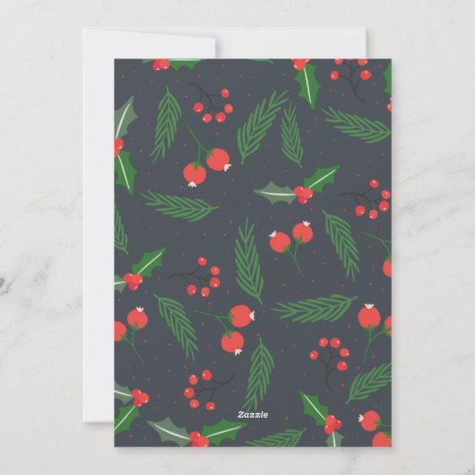 Simple Modern Holly Berries Foto Feestdagenkaart (Achterkant)