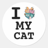 Simple Modern "I Love My Cat" Portrait Sticker (Voorkant)