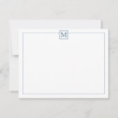 Simple Modern Initiaal Monogram Navy Blue Notitiekaartje (Voorkant)