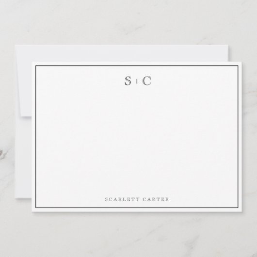 Simple Modern Initials Border Stationery Note Card Notitiekaartje (Voorkant)