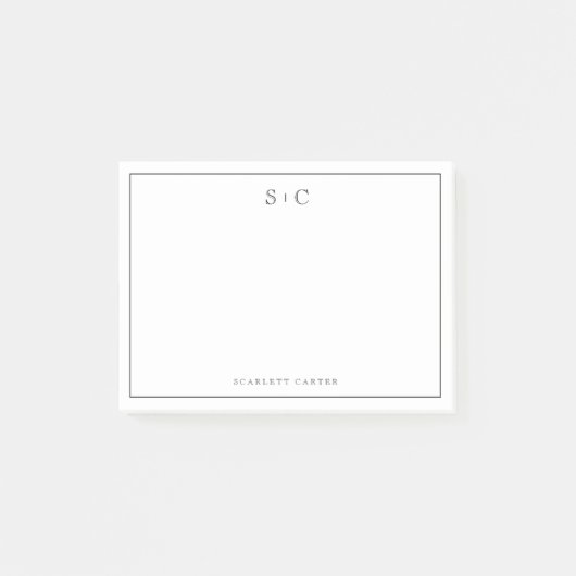 Simple Modern Initials Border Stationery Post-it® Notes (Voorkant)