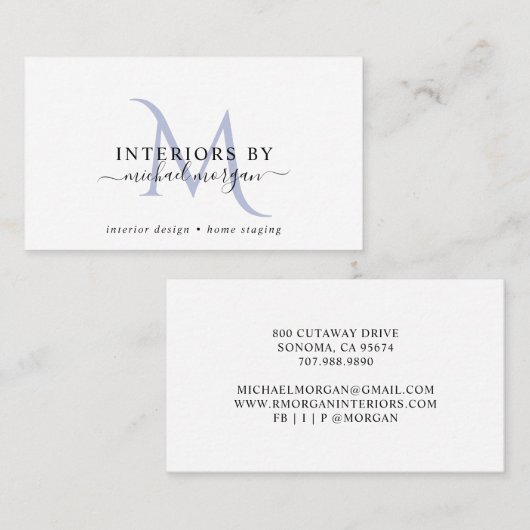 Simple Modern Interior Designer Script Business  Visitekaartje (Voorkant / Achterkant)