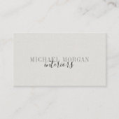 Simple Modern Interior Designer Script Faux Linen Visitekaartje (Voorkant)