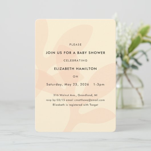 Simple Modern Leaf Design Baby Shower Invitation Kaart (Staand voorkant)