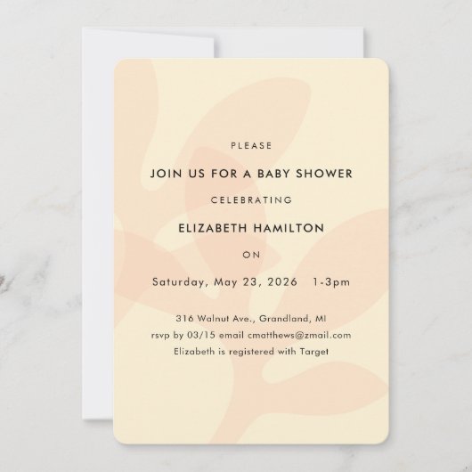 Simple Modern Leaf Design Baby Shower Invitation Kaart (Voorkant)