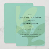 Simple Modern Leaf Design Baby Shower Invitation Kaart (Voorkant / Achterkant)