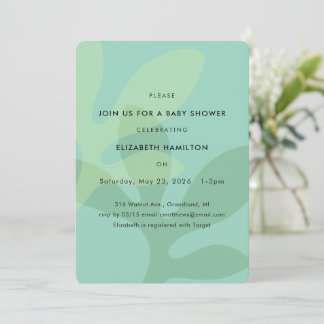 Simple Modern Leaf Design Baby Shower Invitation Kaart
