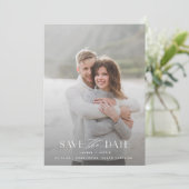 Simple Modern Light Blue & White Photo Wedding Sav Save The Date (Staand voorkant)