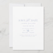 Simple Modern Light Blue & White Photo Wedding Sav Save The Date (Achterkant)