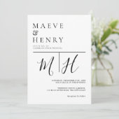 Simple Modern Line Monogram Wedding Kaart (Staand voorkant)