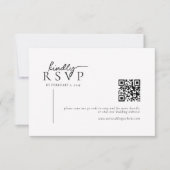 Simple Modern Line Script Qr Code Wedding RSVP Kaartje (Voorkant)