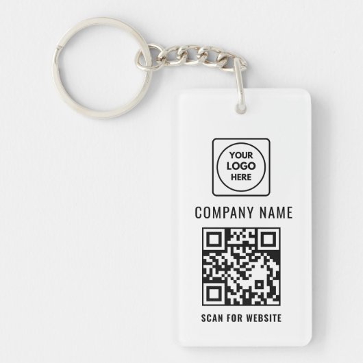 Simple Modern Logo QR Code Business Keychains Sleutelhanger (Voorkant)