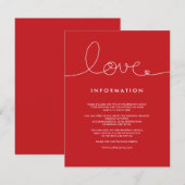 Simple Modern Loopy Love Heart Wedding Insert Kaar Informatiekaartje (Voorkant / Achterkant)