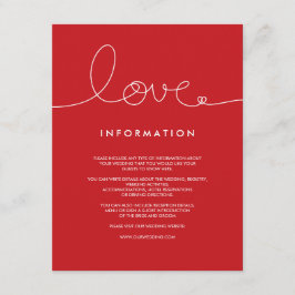 Simple Modern Loopy Love Heart Wedding Insert Kaar Informatiekaartje