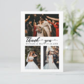 Simple Modern Love Heart Script 4 Weddenfoto Bedankkaart (Staand voorkant)